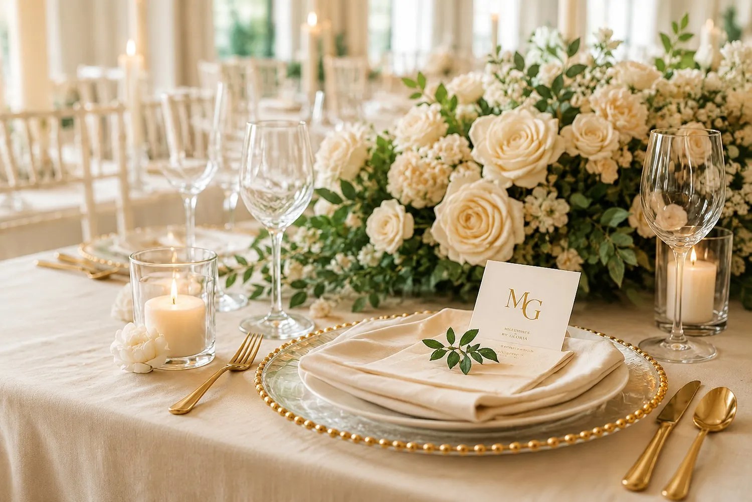 Elegant place setting with a Milestones by Gloria place card