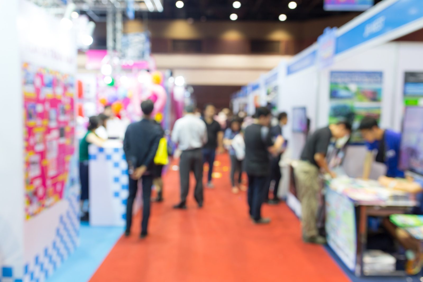 Trade show floor with attendees