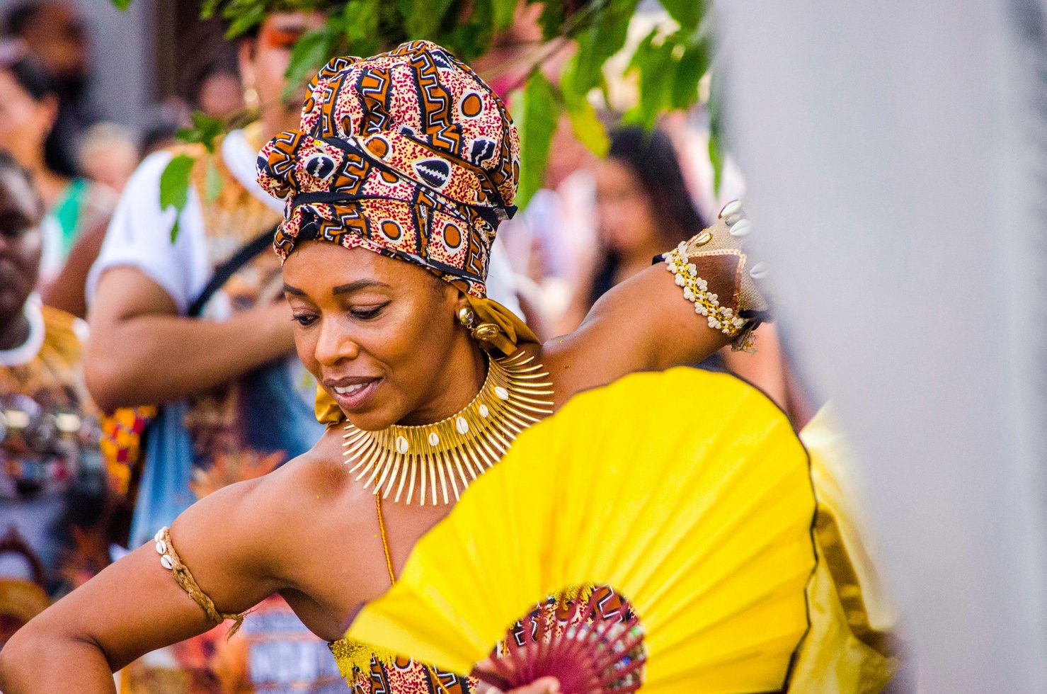 Person in vibrant cultural attire