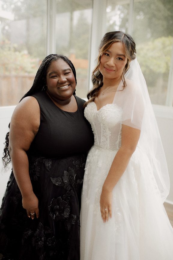 Gloria with bride Ainah on her wedding day