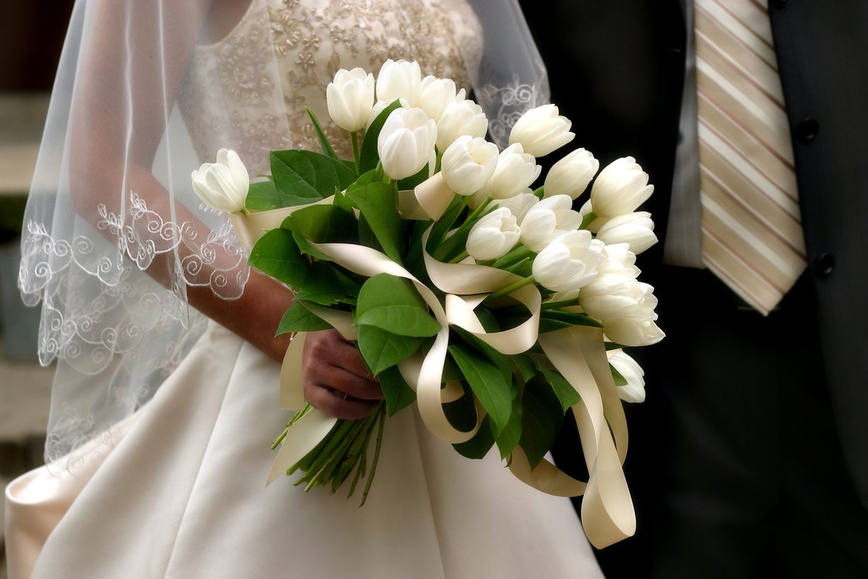 White tulip bridal bouquet
